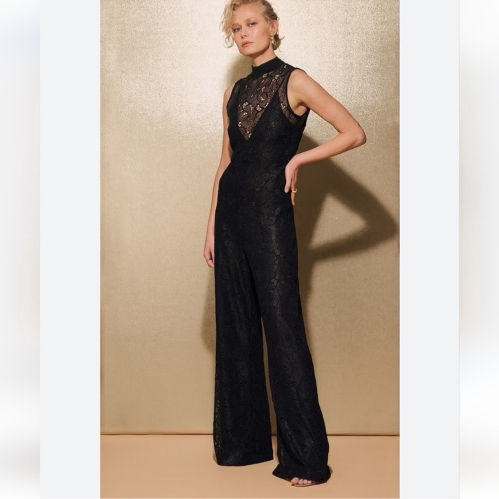 ZARA MIXED JUMPSUIT WITH LACE HIGH COLLAR WITH SLED BOW - Picture 2 of 16